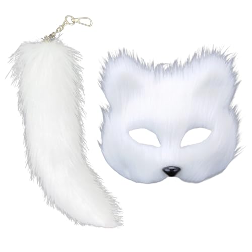 ZYKEJJDDAK and Tail Set Halloween Cosplays Costume Accessorie Cats Tail Half Face Faux Furs Foxes Tail ZYKEJJDDAK and Tail Set Halloween Cosplays Costume Accessorie Cats Tail Half Face Faux Furs Foxes Tail von ZYKEJJDDAK