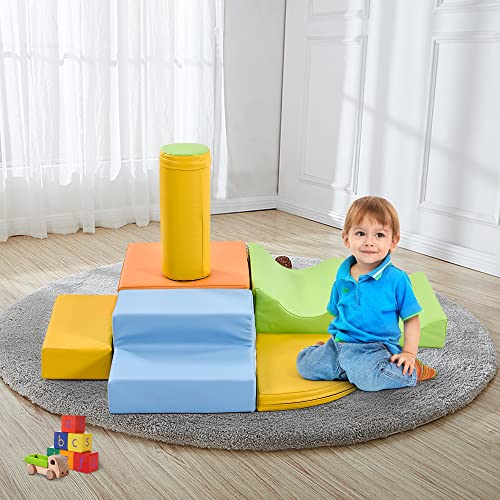 6 TLG Riesenbausteine zum Toben & Klettern Großbausteine für Kinder. Treppe und Rutsche für Kinder - Spielzeug zum Klettern, Rutschen und Krabbeln. im Vorschulalter & Babys Softbausteine, bunt. (A) von ZYLOYAL10