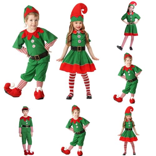 ZYPAINIY Elfenkostüm für Kinder Erwachsene Jungens und Mädchen, Elfenkostüm, Weihnachtselfen-Eltern-Kind-Kostüm, Weihnachtselfenkostüm, Cosplay-Outfit für die Weihnachtsfeier für Frauen und Männer von ZYPAINIY