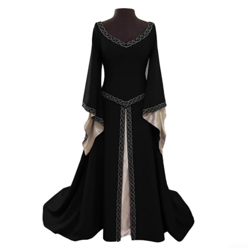 Mittelalterliches Damenkleid mit einzigartigem Design, perfekt für Cosplay-Partys und besondere Anlässe, Größe M, Schwarz von ZYWUOY