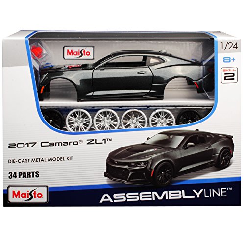 Chevrolet Camaro Coupe ZL1 Grau mit Schwarz 6. Generation Ab 2015 Version Ab 2017 Bausatz Kit 1/24 Modell Auto von ZYZYZK