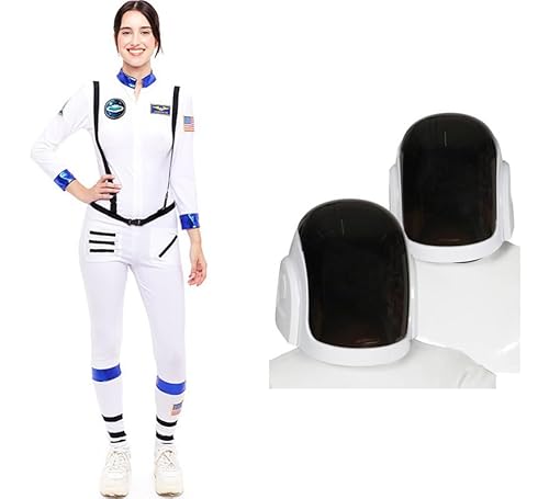 ZZ DISFRAZZES Astronautenkostüm für Damen, Astronaut-Kostüm mit Helm für Erwachsene, Karneval, Astronautenkostüm, Astronaut-Kostüm mit Zubehör für Karneval (Größe L) von ZZ DISFRAZZES