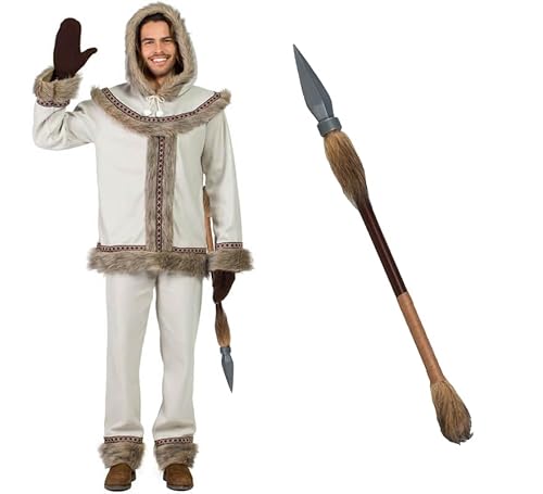 ZZ DISFRAZZES Eskimo-Kostüm für Herren, Eskimo-Kostüm für Erwachsene, Karneval, Eskimo-Kostüm mit Zubehör für Karneval (Größe M/L) von ZZ DISFRAZZES