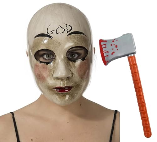 ZZ DISFRAZZES GOD Maskenkostüm für Halloween, Anarchie GOD für Erwachsene mit Axt, Masken für Halloween und Karneval von ZZ DISFRAZZES