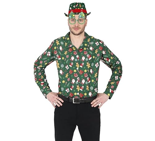 ZZ DISFRAZZES | Herren-Weihnachtsbaum-Kostüm, Weihnachtsbaum-Shirt-Set für Erwachsene – Baum-Kostüm mit Zubehör für Weihnachten von ZZ DISFRAZZES