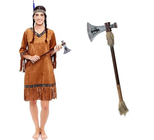 ZZ DISFRAZZES Indisches Damen-Kostüm, Indigena-Kostüm für Erwachsene, Karneval, indisches Kleid, mit Zubehör für Karneval (Größe M) von ZZ DISFRAZZES