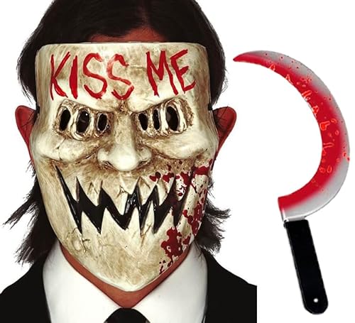 ZZ DISFRAZZES KISS ME Purga Maskenkostüm für Halloween, gruselige Maske für Erwachsene mit Sichel, Masken für Halloween und Karneval von ZZ DISFRAZZES