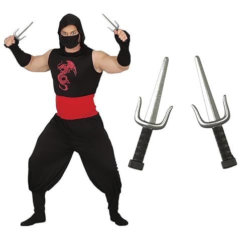 ZZ DISFRAZZES Ninja-Kostüm für Herren, Ninja-Kostüm für Erwachsene, Karneval, Ninja-Kostüm mit Zubehör für Karneval (Größe L) von ZZ DISFRAZZES