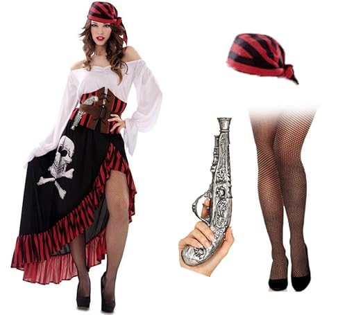 ZZ DISFRAZZES Piratenkostüm für Damen, Set für Erwachsene, Karneval, Piratenkostüm mit Zubehör für Karneval (Größe M/L) von ZZ DISFRAZZES