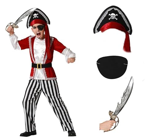 ZZ DISFRAZZES Piratenkostüm für Kinder, Piratenkostüm für Kinder, Karneval, Piratenkostüm mit Zubehör für Karneval (10-12 Jahre) von ZZ DISFRAZZES