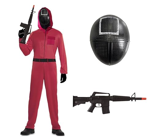 ZZ DISFRAZZES Soldaten-Kostüm für Herren, roter Overall, für Erwachsene, Karneval, roter Overall, Schutzkostüm mit Zubehör für Karneval (XL) von ZZ DISFRAZZES