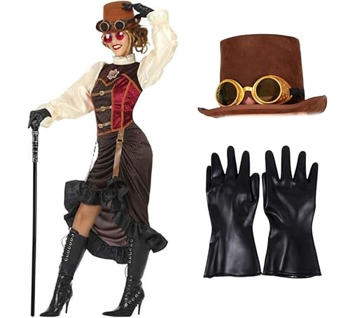 ZZ DISFRAZZES Steampunk-Kostüm für Damen, Steampunk-Kostüm mit Zubehör, Steampunk-Kostüm für Damen und Erwachsene, Steampunk-Kostüm, Halloween, Damen (Größe S) von ZZ DISFRAZZES