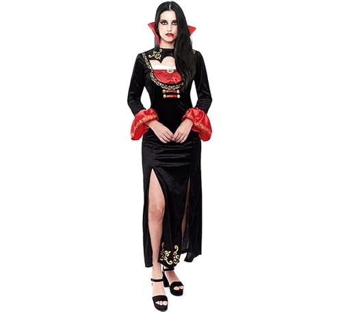 ZZ DISFRAZZES Vampir-Kostüm für Damen, Vampirkleid mit Reißzähnen für Erwachsene, Dracula-Kostüm mit Zubehör, Vampir-Kostüm für Halloween (Größe L) von ZZ DISFRAZZES