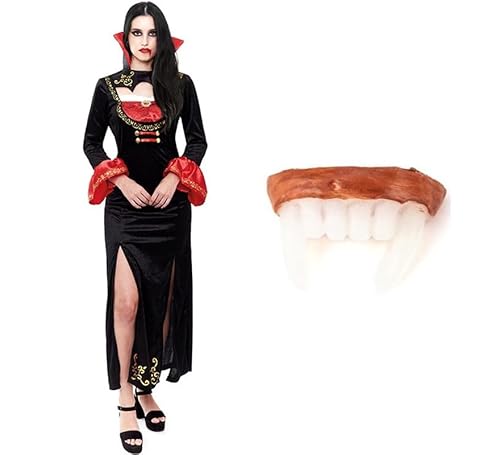 ZZ DISFRAZZES Vampir-Kostüm für Damen, Vampir-Kleid für Erwachsene, Dracula-Kostüm mit Zubehör, Vampir-Kostüm für Halloween (Größe L) von ZZ DISFRAZZES