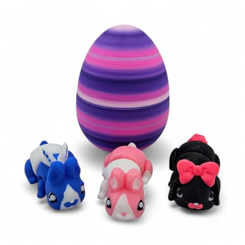 ZZ LIFE Bunny Eggs Sammelfiguren – Enthält 3 einzigartige bewegliche Hasen – bewegliches Design – Ostereier, pädagogisch, Stress, Angst, ADHS-Linderung von ZZ LIFE