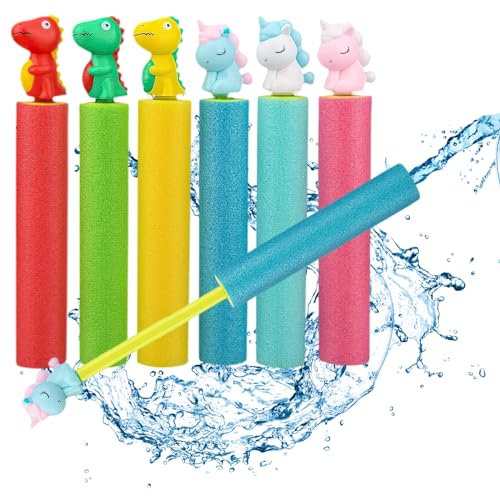 ZZQVIP Wasserspritzer Kinder 6 PCS Schaumstoff Wasserspritzpistole, Spritzpistolen, Wasserspritze für Jungen und Mädchen,Tierische Wasserpistole für Kinderparty, Outdoor-Aktivitäten, Pool und Strand von ZZQVIP