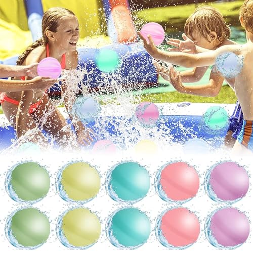 10 Stück Wasserbomben Wiederverwendbar Wasserballons Wiederverwendbare Schnell befüllbare Silikon Spritzbälle Bunt Water Balloons Schnell Befüllbare für Kinder Outdoor Sommer Aktivitäten (A) von ZZRSYJ