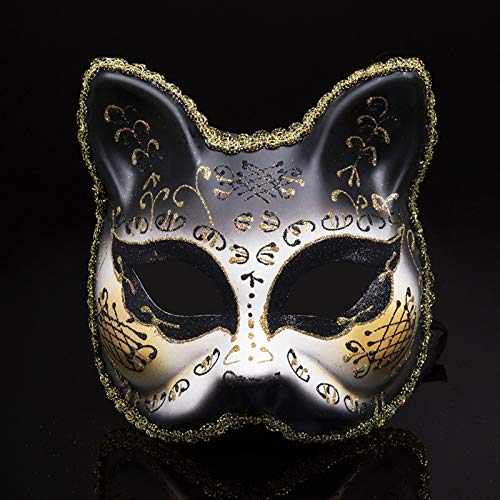 ZZSEAI Karneval Maske,Spitze Maske Damen Maske Maskenball Frau Cat Mask Maske Gesicht Verkleidung Maskenball Maske Damen Schwarz für Kostümball,Party, Maskenball von ZZSEAI