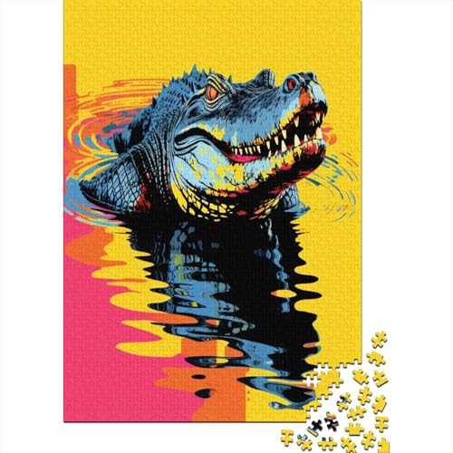 Oil Painting Krokodil Puzzle 1000 Teile,Puzzle Für Erwachsene, Impossible Puzzle, Für Die Ganze Familie,Puzzle Farbenfrohes,Puzzle-Geschenk,RaumdekoRatteion Puzzel 1000pcs (75x50 von ZZVRMCYLD