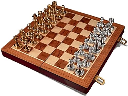 Practical sInternational Chess Exquisites Schach Outdoor Holz Kupfergekleidetes Schach in Metallsty von ZZXGIUFJGIRUJGR