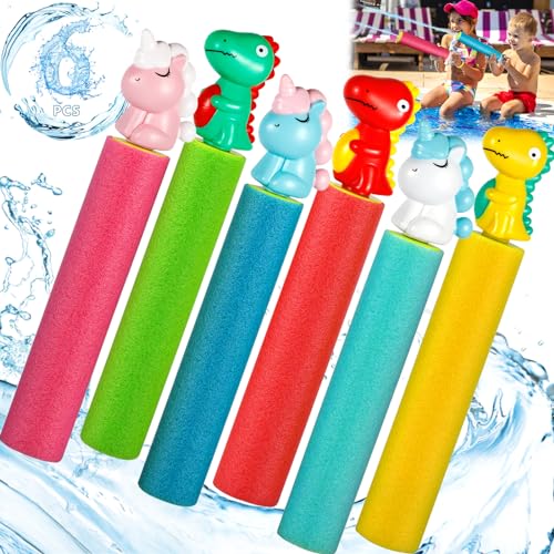 ZZXLOPEZ 6 Stück Wasserpistolen für Kinder, Schaumstoff Wasserspritzpistole Kinder, Wasserpistole mit Niedlichem Tier-Griff, Wasserspritzpistole für Sommer Pool Party Strand Wasserspielzeug Outdoor von ZZXLOPEZ