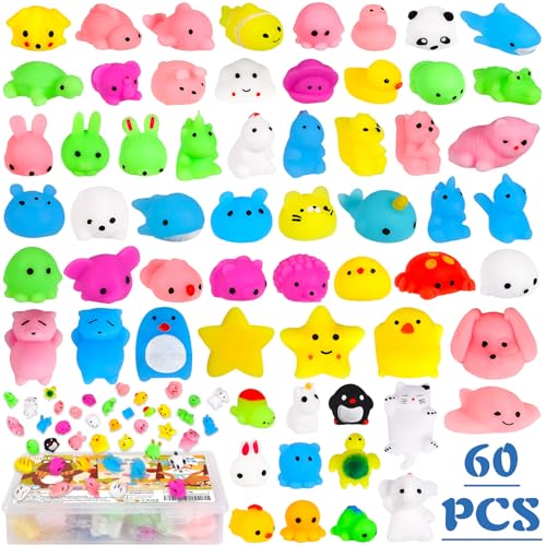 ZZXLOPEZ 60 Stück Squishies Kawaii Soft Silikon Spielzeug, Soft Mochi Squishy Toys, Squishy Kawaii Squishies Mini Squeeze Anti Stress Spielzeug, Fidget Toy Mochi für Jungen und Mädchen Osterspielzeug von ZZXLOPEZ