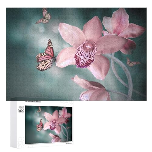 Puzzles 1000 Teile Montage Bild Schmetterling Und Blume Poster Erwachsene Spiele Lernspielzeug 38x26 Papier von ZZZANA