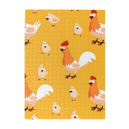 Chicken Chick Print Jigsaw Puzzle 500 Teile Holz Fotopuzzle Personalisiertes Puzzle für Erwachsene Familienspiel 38 x 52 cm von ZaKhs