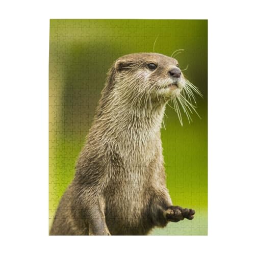 Clawed Otter Print Jigsaw Puzzle 500 Teile Holz Fotopuzzle Personalisiertes Puzzle für Erwachsene Familienspiel 38 x 52 cm von ZaKhs