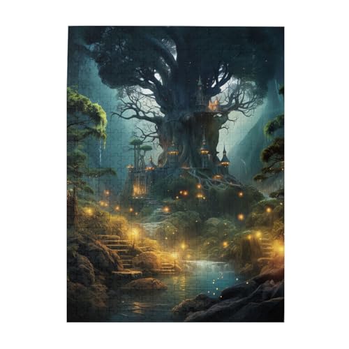 Fantasy Forest Print Puzzle 500 Teile Holz Fotopuzzle Personalisiertes Puzzle für Erwachsene Familienspiel 38 x 52 cm von ZaKhs