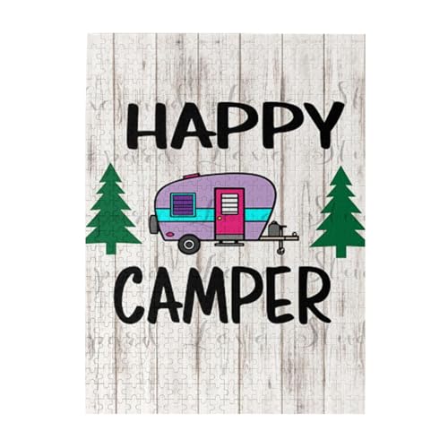 Happy Camper Druck-Puzzle, 500 Teile, Holz-Fotopuzzle, personalisiertes Puzzle für Erwachsene, Familienspiel, 38 x 52 cm von ZaKhs