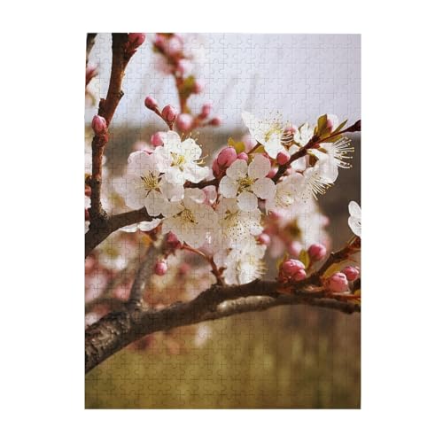 Plum Tree Blossom Print Jigsaw Puzzle 500 Teile Holz Fotopuzzle Personalisiertes Puzzle für Erwachsene Familienspiel 38 x 52 cm von ZaKhs