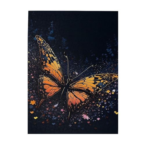 Puzzle mit Schmetterlingswellendruck, 500 Teile, Holz-Fotopuzzle, personalisiertes Puzzle für Erwachsene, Familienspiel, 38 x 52 cm von ZaKhs