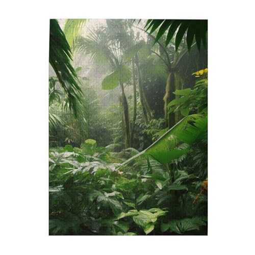 Puzzle mit tropischem Regenwald, 500 Teile, Holz-Fotopuzzle, personalisiertes Puzzle für Erwachsene, Familienspiel, 38 x 52 cm von ZaKhs