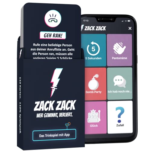 Zack Zack - Kartenspiel - Trinkspiel mit App - 110 Spielkarten - Mehr als 1000 Aufgaben - Partyspiel - Saufspiel - Geschenkidee von Zack Zack