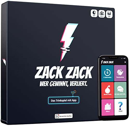 Zack Zack - wer gewinnt, verliert! - Trinkspiel mit App - Brettspiel - Mehr als 1000 Aufgaben - Partyspiel - Saufspiel - Geschenkidee von Zack Zack