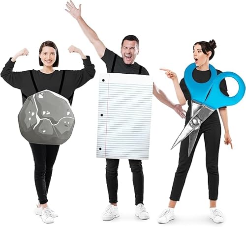 Rock Paper Scissors Family Costume Set - Fun Halloween Outfits for 3, Trio Costume Set, A Funny Group Halloween Costume for Three Adult People von Zadin