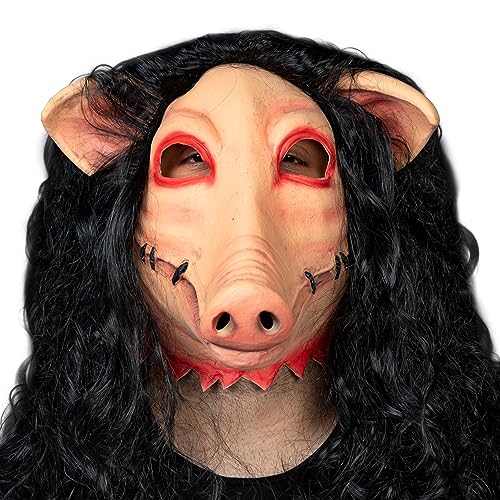 Zadin Halloween Gruselmaske Horror Maske Maskerade Schweinekopf Maske Tier Cosplay Kostüm Die Latexmaske von Zadin