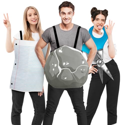 Rock Paper Scissors Costume, Family Halloween Costume for 3-4 People, Funny Trio Group Costume,Three Person Halloween Costume, Marineblau, Schnee, Silber, Standard Rock Paper Scissors Costume, Family Halloween Costume for 3-4 People, Funny Trio Group Costume,Three Person Halloween Costume, Marineblau, Schnee, Silber, Standard von Zadin