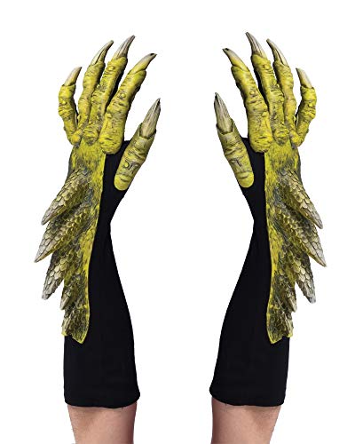 Zagone Studios Handgefertigte Grüne Drachen Hände mit Latexschuppen und Krallen - Dinosaurier Handschuhe - Verkleidung für Karneval, Halloween & Motto-Party - Halloween Kostüm von Zagone Studios