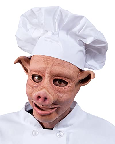 Zagone Studios Originelle BBQ Chefkoch Schweine-Maske mit Mütze - Chef Pig - Tiermaske - Kostüm Zubehör Verkleidung für Karneval, Halloween & Motto-Party von Zagone Studios