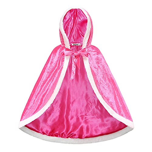 ZaisuiFun Mädchen Umhang Prinzessin Cape Prinzessin Halloween Kostüm Umhang Party Karneval Party Outfits Cosplay für Kinder, Rose, 128-134(Etikett 130) von ZaisuiFun