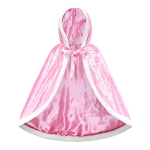 ZaisuiFun Mädchen Umhang Prinzessin Cape Prinzessin Halloween Kostüm Umhang Party Karneval Party Outfits Cosplay für Kinder, Pink, 128-134(Etikett 130) von ZaisuiFun