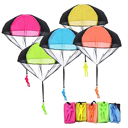 Fallschirm Spielzeug Kinder Fallschirmspringer Spielzeug, 10 Stück Fallschirmspielzeuge Kinder Hand Werfen Fallschirm Outdoor Flugspielzeug Geschenk für Kinder, Wurf Parachute Spiele für Draußen von Zaloife