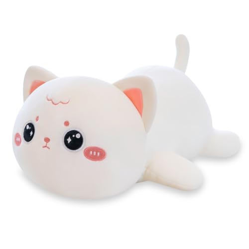 Zaloife Plüschtier Katze Weiß, Kuscheltier Katze Plush 40cm, Stofftier Plüsch, Puppe Plüschfigur Geschenk für Kinder von Zaloife