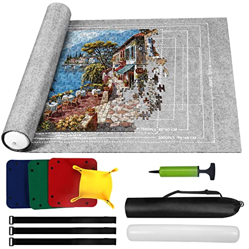 Puzzlematte 2000 Teile, Filz Puzzle Matte Grau, Puzzle Mat Roll, Puzzle Aufbewahrung Puzzlematte Zum Rollen, Puzzle Unterlagen Puzzlepad Puzzlerolle, Puzzleteppich von Zaloife