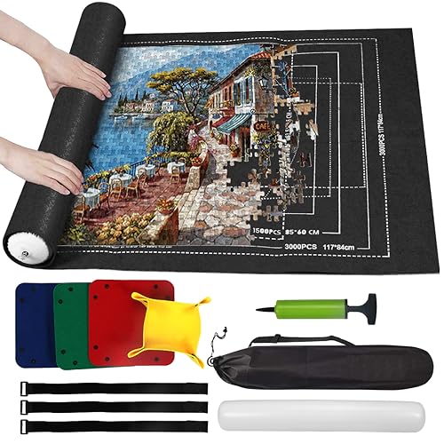 Puzzlematte für Puzzle mit bis zu 3000 Teile, Schwarz Puzzle Mat Roll, Puzzle Aufbewahrung Puzzlematte Zum Rollen, Puzzle Unterlagen Puzzlepad Puzzlerolle, Puzzleteppich von Zaloife