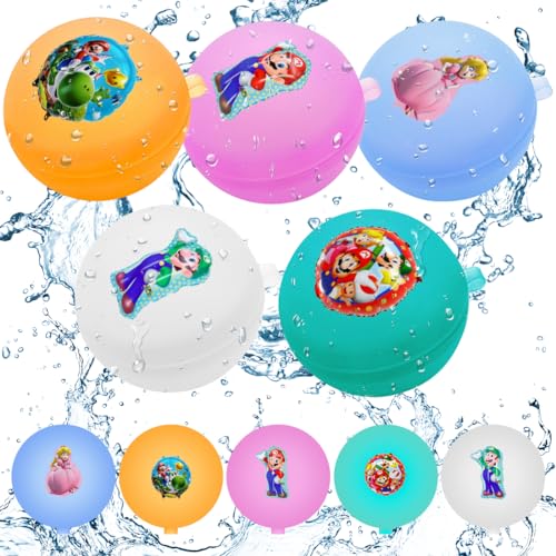 Wasserbomben Wiederverwendbar, 10 Stück Wasserballons Wiederverwendbar Silikon Wasserbomben, Wasserballons Selbstschließend Erwachsene Splash Ball Kinder für Wasserpark Party Pool A von Zaloife