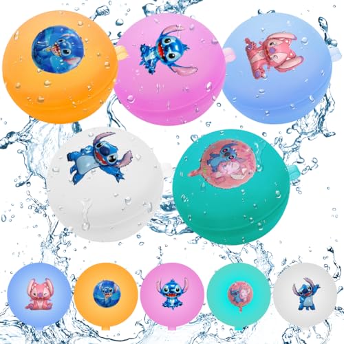 Wasserbomben Wiederverwendbar, 10 Stück Wasserballons Wiederverwendbar Silikon Wasserbomben, Wasserballons Selbstschließend Erwachsene Splash Ball Kinder für Wasserpark Party Pool E von Zaloife