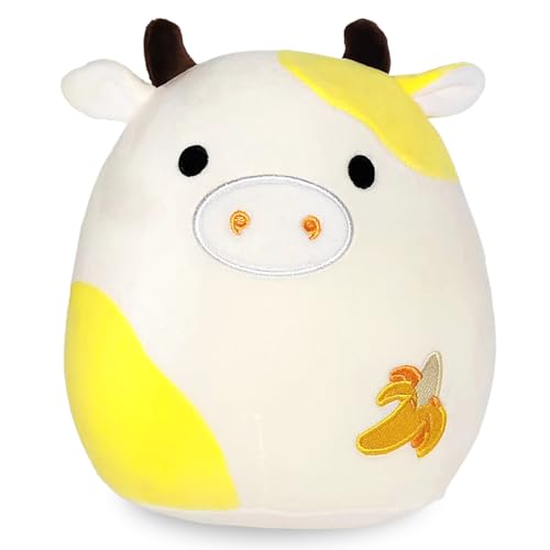 Zaloife Banane Kuh Plüschtier Gelb, Kuscheltier Banane Kuh 20cm, Stofftier Kuh Plush, Lustiges Superweiches Kuh Plüsch Puppe Geschenk für Kinder von Zaloife